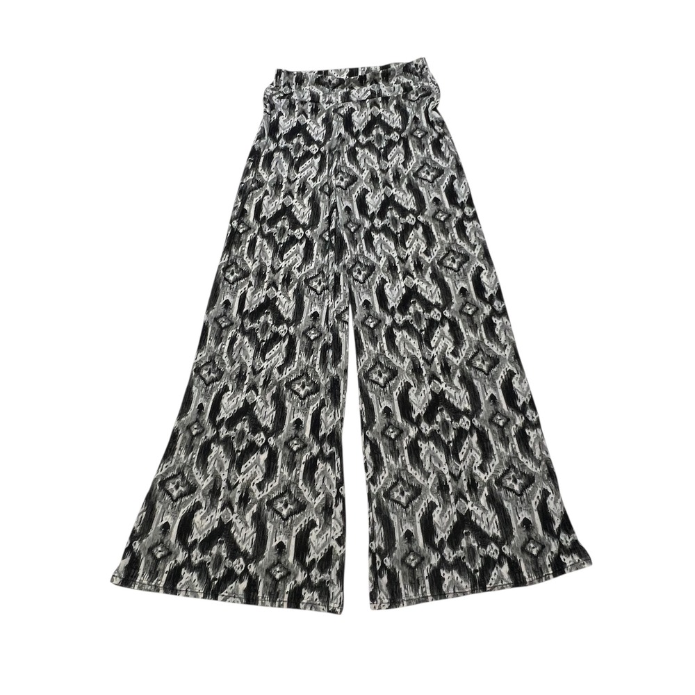 Shosho Wide Leg Lounge Pants Women L/XL Black White Abstract Pattern Bohemian‎
